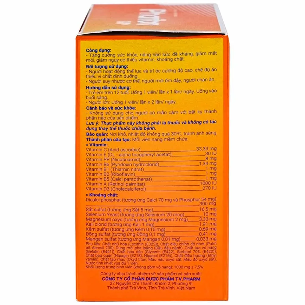Hình ảnh Viên uống Phariton TVPharma hỗ trỡ tăng cường sức khỏe, nâng cao sức đề kháng (12 vỉ x 5 viên)