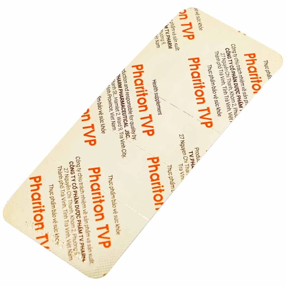 Hình ảnh Viên uống Phariton TVPharma hỗ trỡ tăng cường sức khỏe, nâng cao sức đề kháng (12 vỉ x 5 viên)