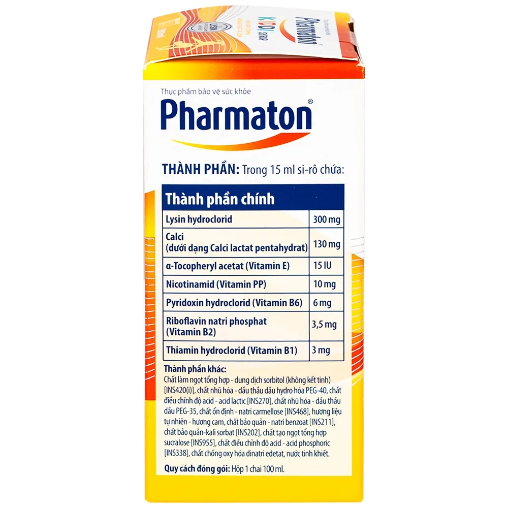 Hình ảnh Siro Pharmaton Kiddi Syrup 100ml Sanofi bổ sung Lysin, calci và một số vitamin