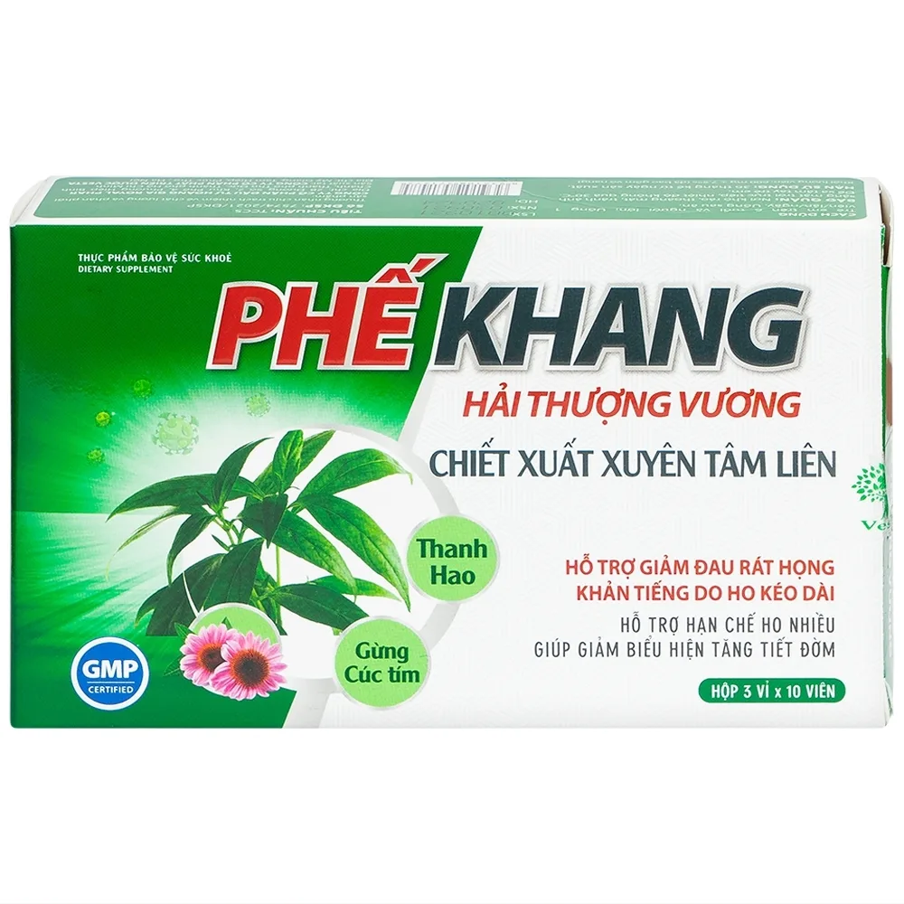 Hình ảnh Viên uống Phế Khang Hải Thượng Vương Vesta hỗ trợ giảm đau rát họng, khản tiếng do ho kéo dài (3 vỉ x 10 viên)