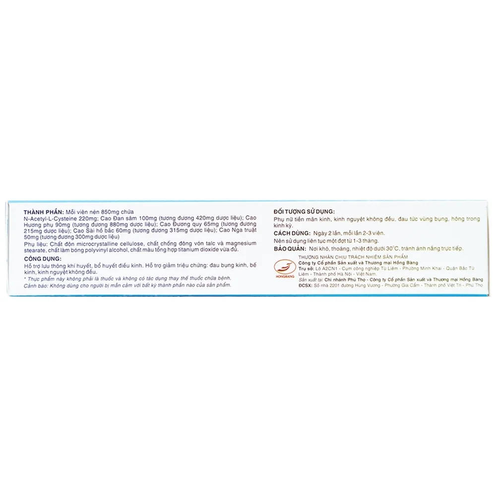 Hình ảnh Viên uống Phụ Lạc Cao EX Hồng Bàng hỗ trợ lưu thông khí huyết, bổ huyết (3 vỉ x 10 viên)