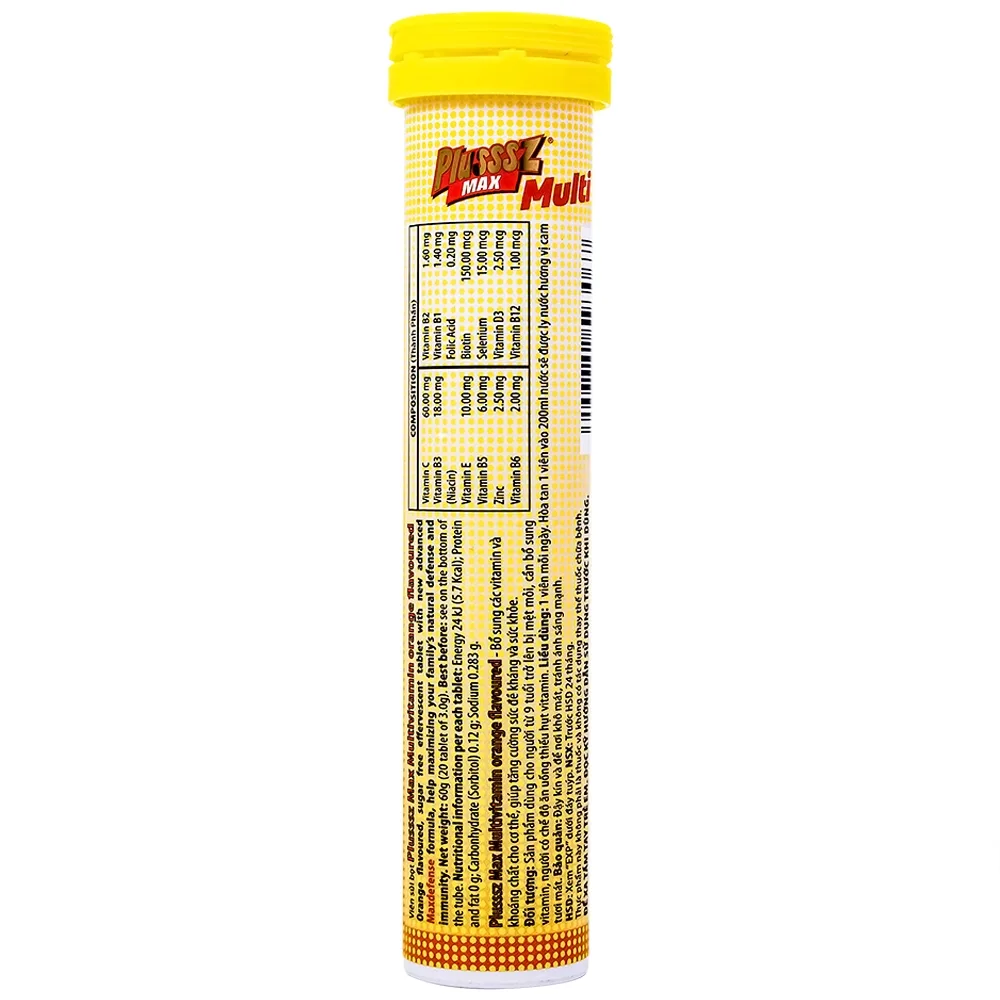 Hình ảnh Viên sủi Plusssz Gold Max vị cam bổ sung vitamin và khoáng chất cho cơ thể (20 viên)