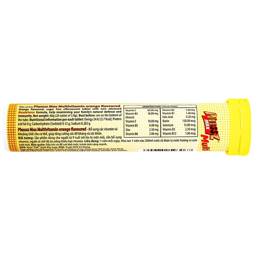 Hình ảnh Viên sủi Plusssz Gold Max vị cam bổ sung vitamin và khoáng chất cho cơ thể (20 viên)