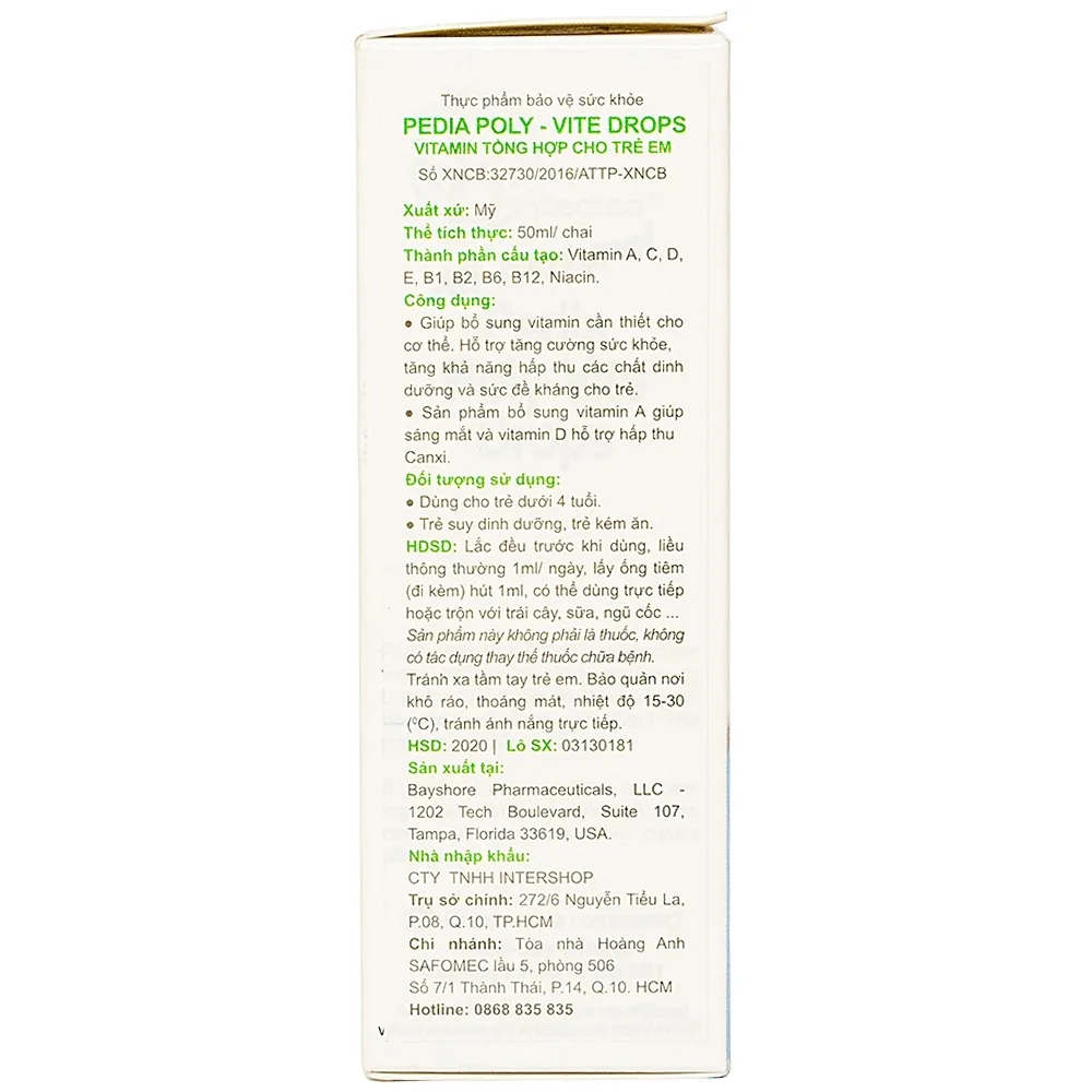 Hình ảnh Dung dịch Pedia Poly-Vite Drops bổ sung Vitamin, giúp tăng khả năng hấp thu (50ml)