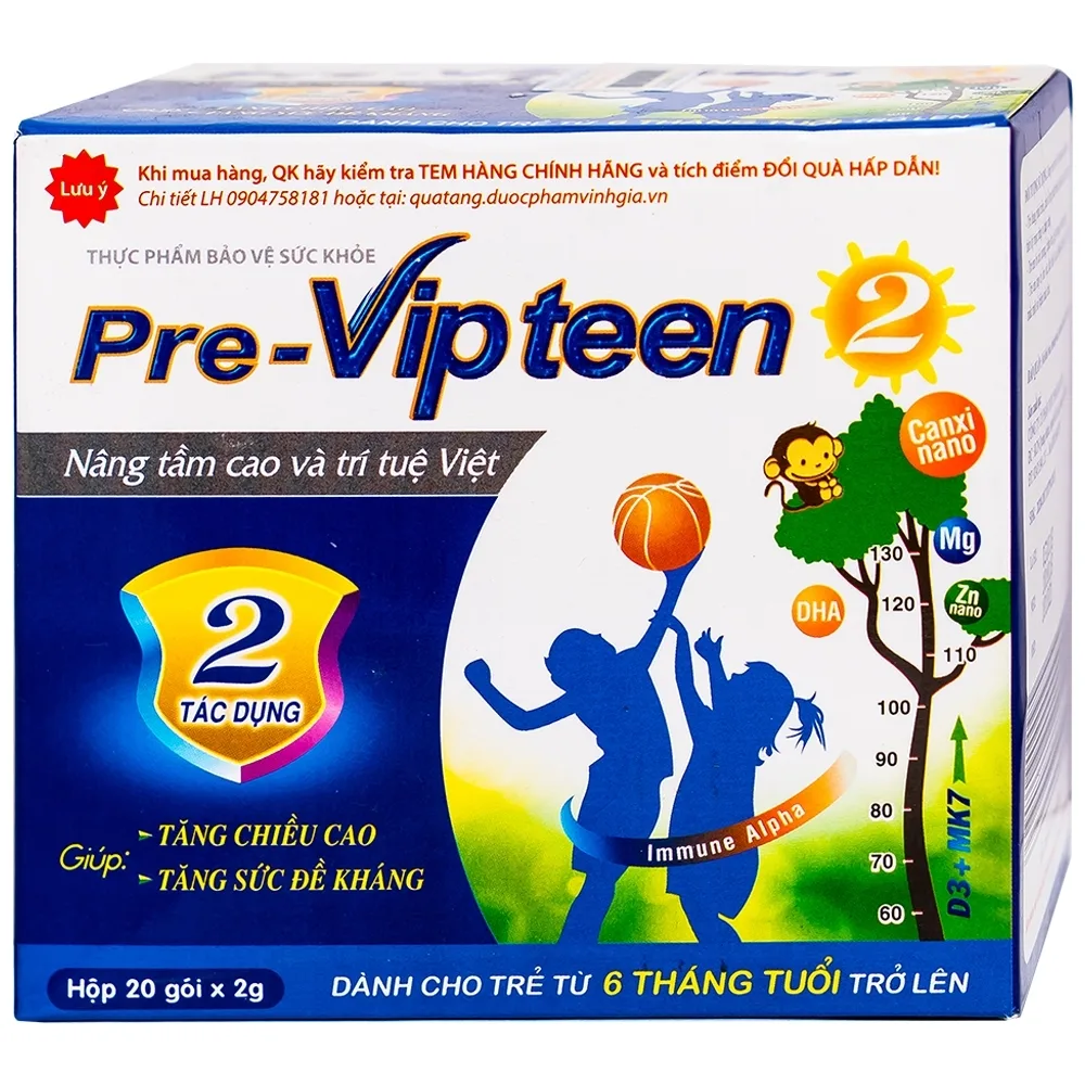 Hình ảnh Cốm Pre-Vipteen 2 Vinh Gia giúp tăng chiều cao, tăng sức đề kháng (20 gói x 2g)