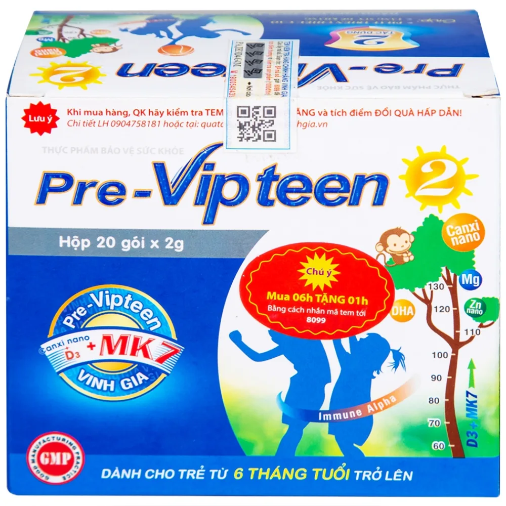 Hình ảnh Cốm Pre-Vipteen 2 Vinh Gia giúp tăng chiều cao, tăng sức đề kháng (20 gói x 2g)