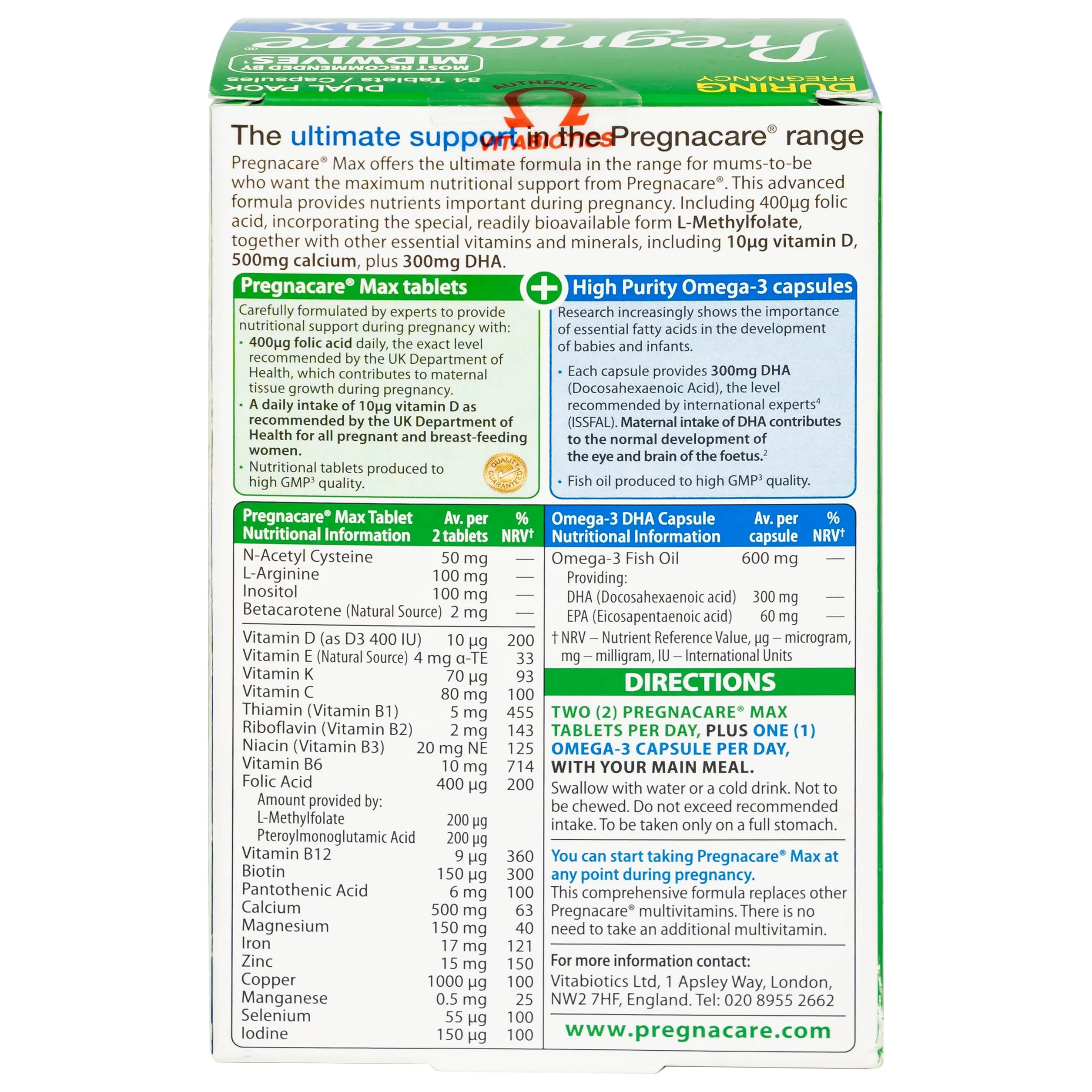 Hình ảnh Viên uống Pregnacare Max Omega 3 DHA Vitabiotics cung cấp vitamin và khoáng chất cho phụ nữ mang thai (84 viên)