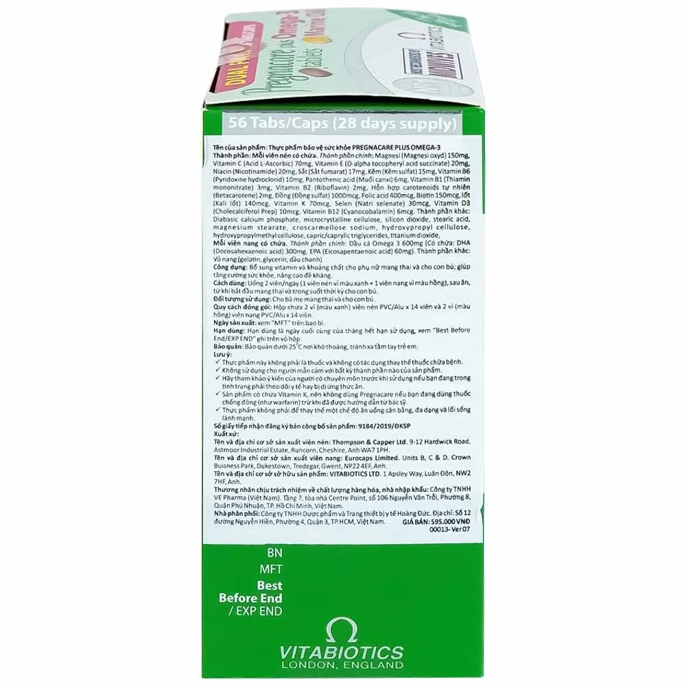 Hình ảnh Viên uống Pregnacare Plus Omega-3 Vitabiotics bổ sung Vitamin, Omega-3 và khoáng chất (56 viên)