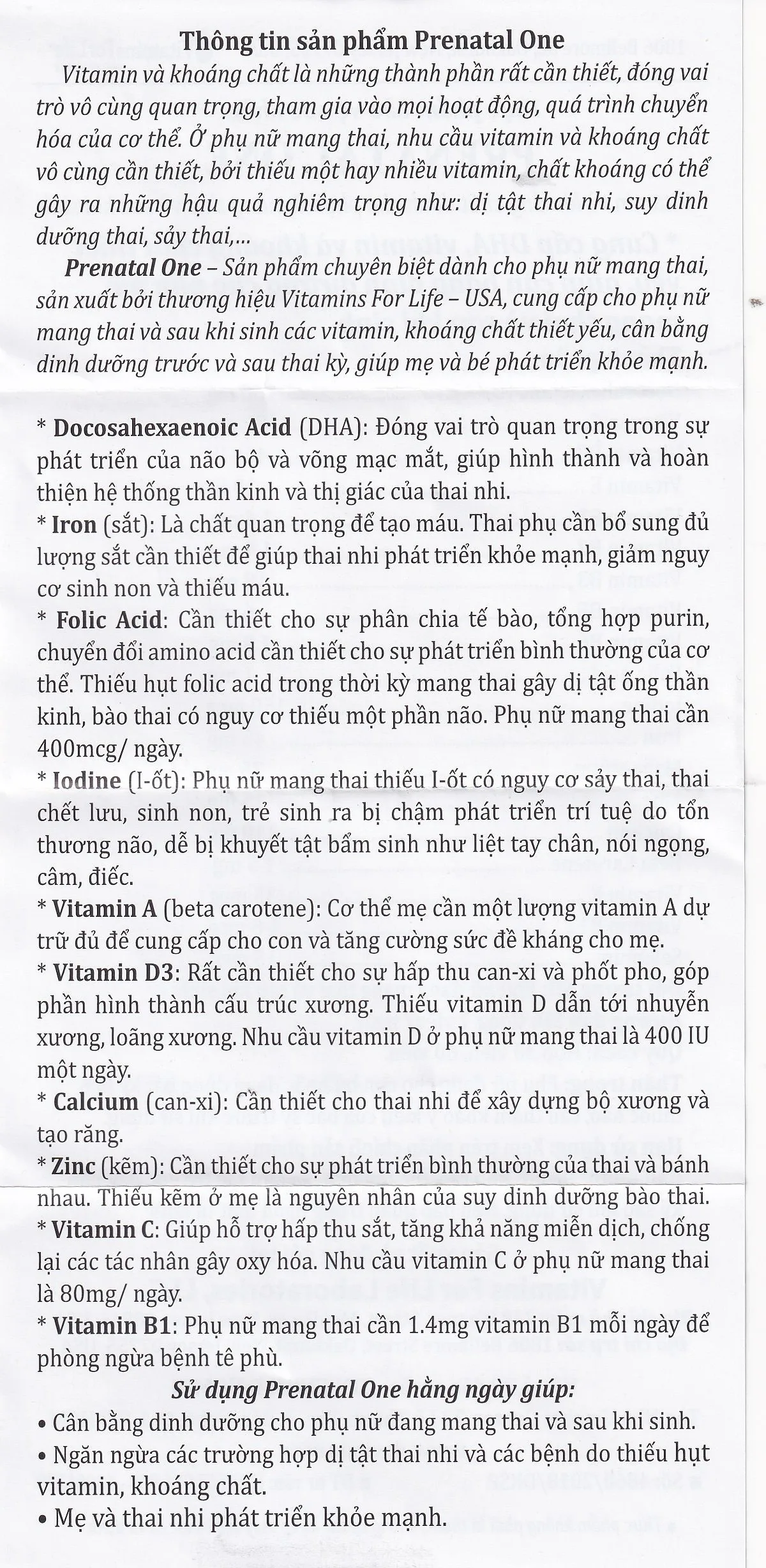 Hình ảnh Viên uống Prenatal One Vitamins For Life cung cấp DHA, Vitamin và khoáng chất thiết yếu (30 viên)