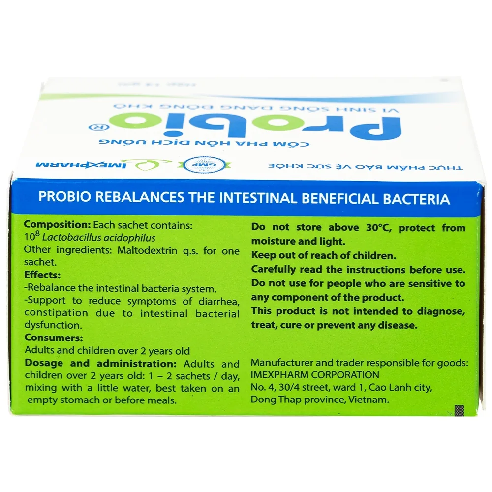 Hình ảnh Cốm pha hỗn dịch uống Probio Imexpharm cân bằng hệ vi sinh đường ruột (14 gói)