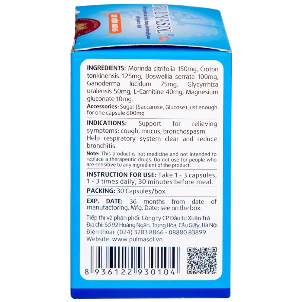 Hình ảnh Viên uống Pulmasol Plus Fuma hỗ trợ giảm ho, giảm đờm (30 viên)