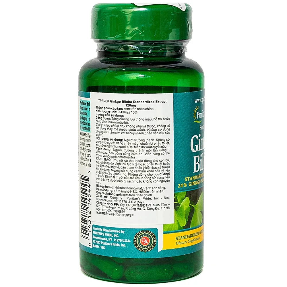 Hình ảnh Viên uống Ginkgo Biloba 120mg tăng cường lưu thông máu não (100 viên)