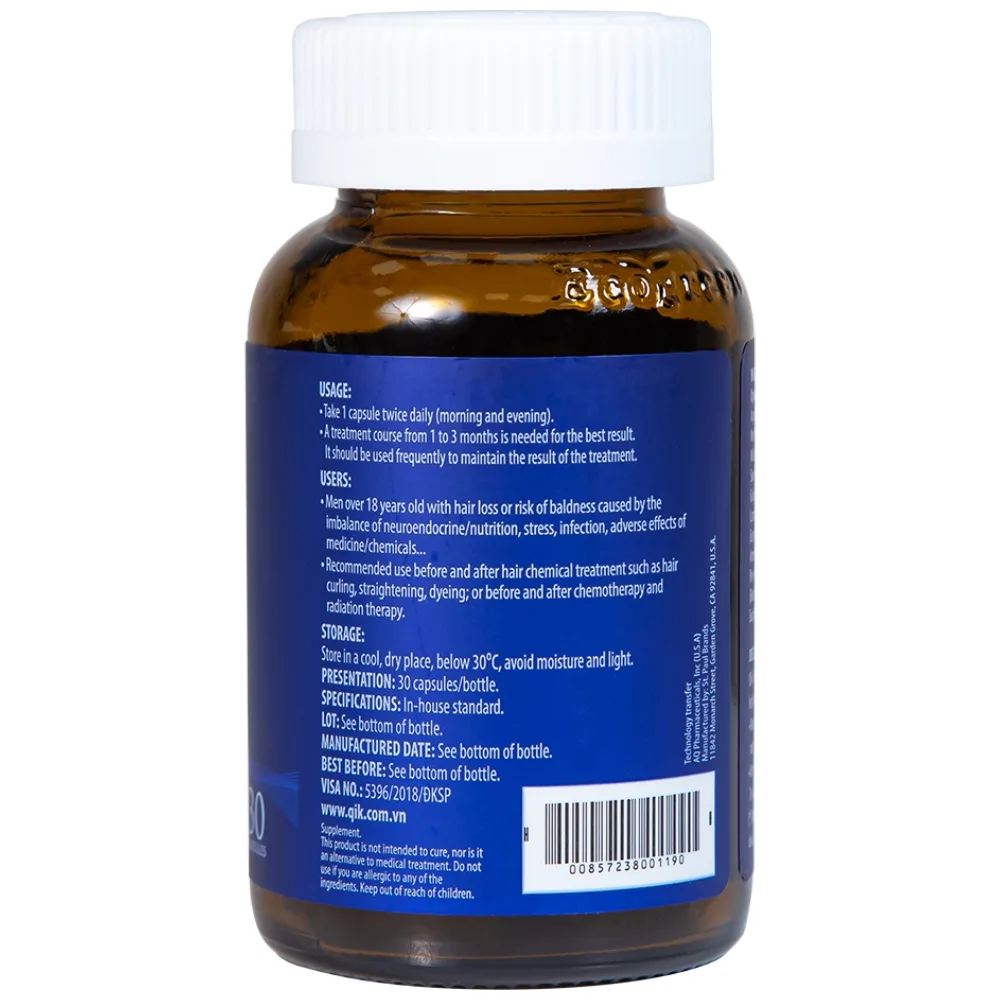 Hình ảnh Viên uống Qik Hair For Men Ecogreen giúp giảm rụng tóc, hối đầu ở nam giới (30 viên)