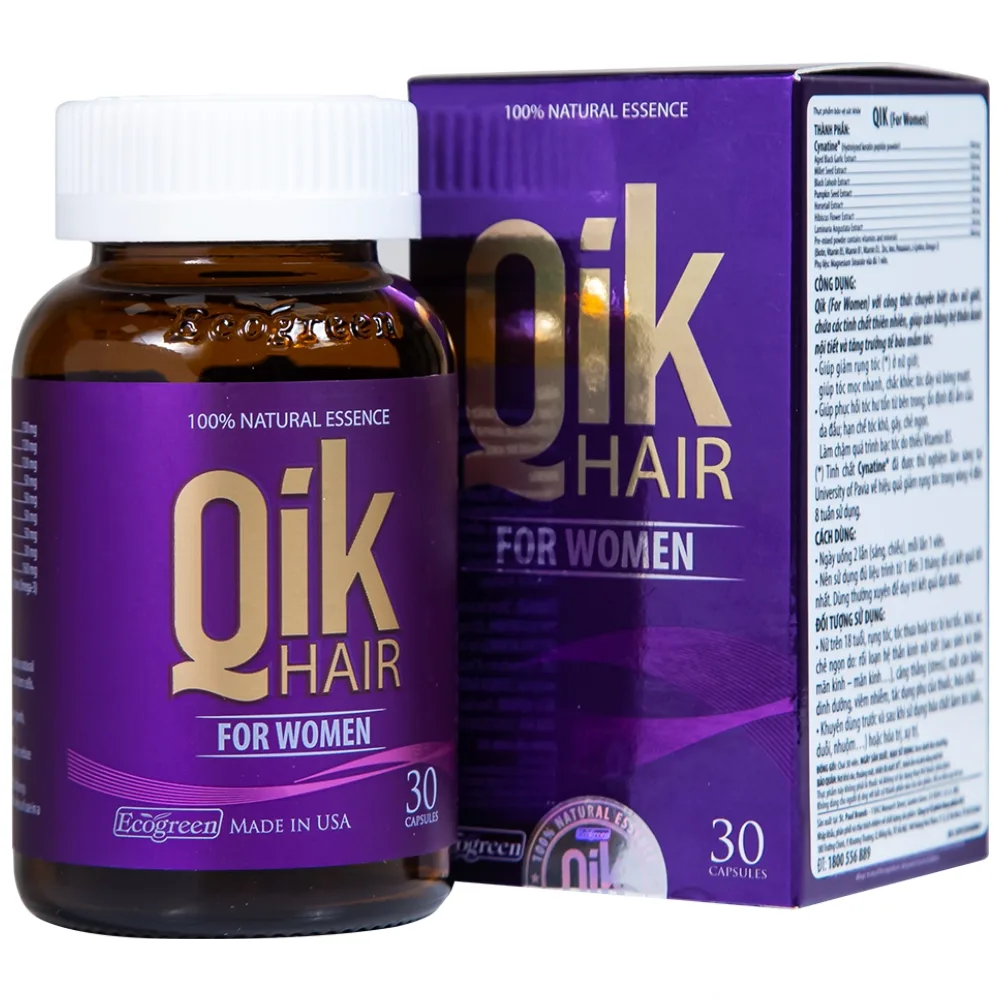Hình ảnh Viên uống Qik Hair For Women Ecogreen giúp giảm rụng tóc ở nữ giới, giúp tóc mọc nhanh (30 viên)