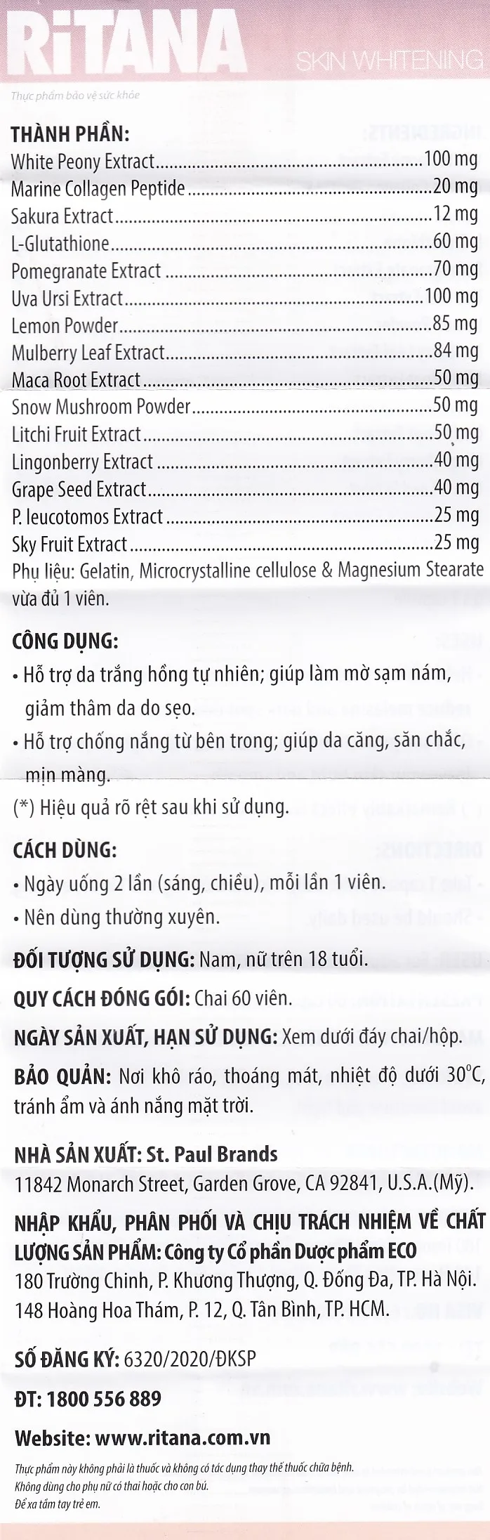 Hình ảnh Thực phẩm bảo vệ sức khỏe Ritana