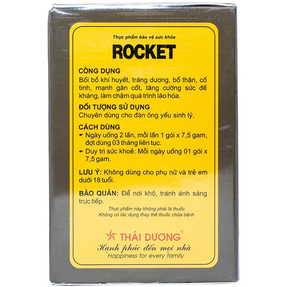Hình ảnh Bột hòa tan Rocket Thái Dương giúp bổ khí huyết, bổ thận, tráng dương (10 gói)
