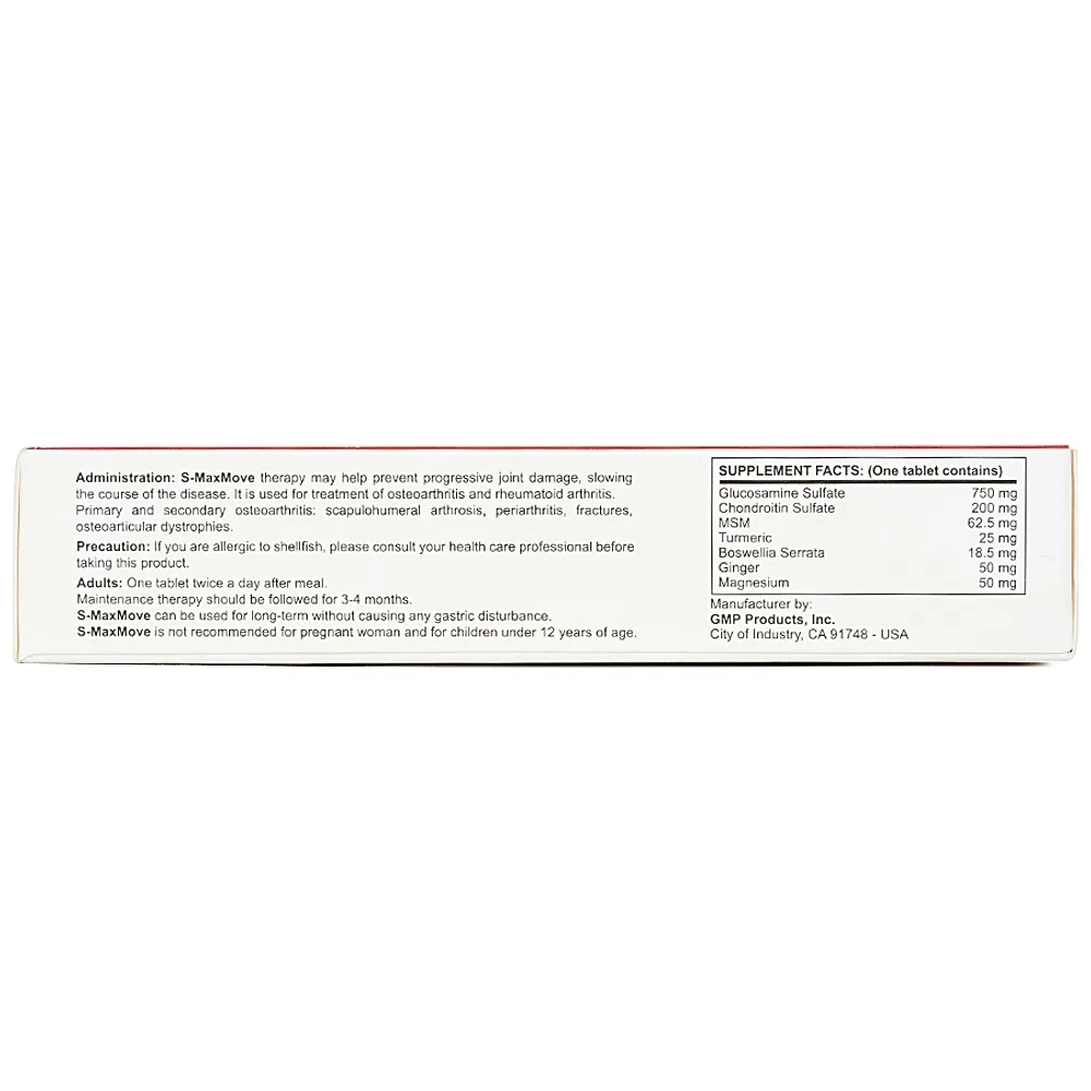 Hình ảnh Viên uống S MaxMove USV Pharma hỗ trợ giảm đau khớp xương (3 vỉ x 10 viên)