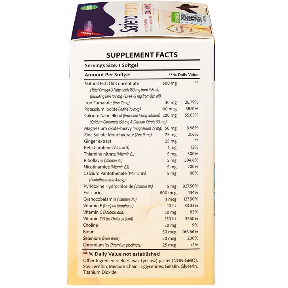 Hình ảnh Viên uống Saferomum Diamond AVA Pharmaceutical bổ sung DHA, EPA và một số vitamin, khoáng chất (30 viên)