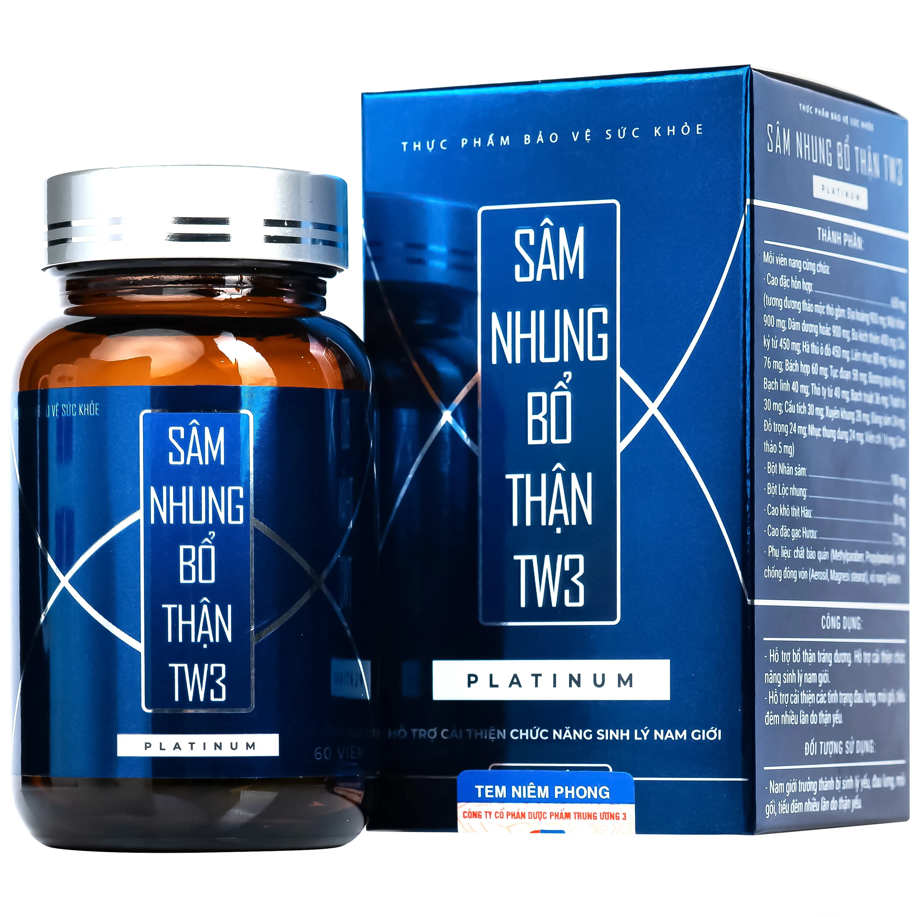 Hình ảnh Viên uống hỗ trợ bổ thận tráng dương, cải thiện sinh lý nam Sâm Nhung Bổ Thận TW3 Platinum (60 viên)