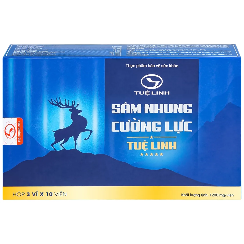 Hình ảnh Viên nén Sâm Nhung Cường Lực Tuệ Linh giúp bổ thận tráng dương, bổ khí huyết (3 vỉ x 10 viên)