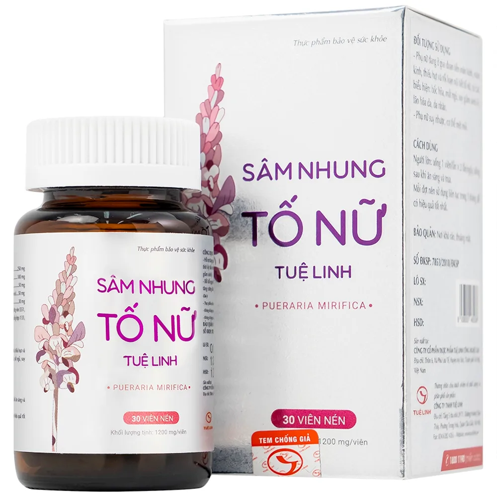 Hình ảnh Viên nén Sâm Nhung Tố Nữ Tuệ Linh hỗ trợ tăng cường nội tiết tố nữ (Hộp 30 viên)