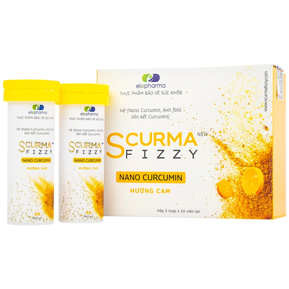 Hình ảnh Viên sủi Scurma Fizzy Nano Curcumin hỗ trợ giảm các triệu chứng trào ngược dạ dày thực quản (2 tuýt x 10 viên)