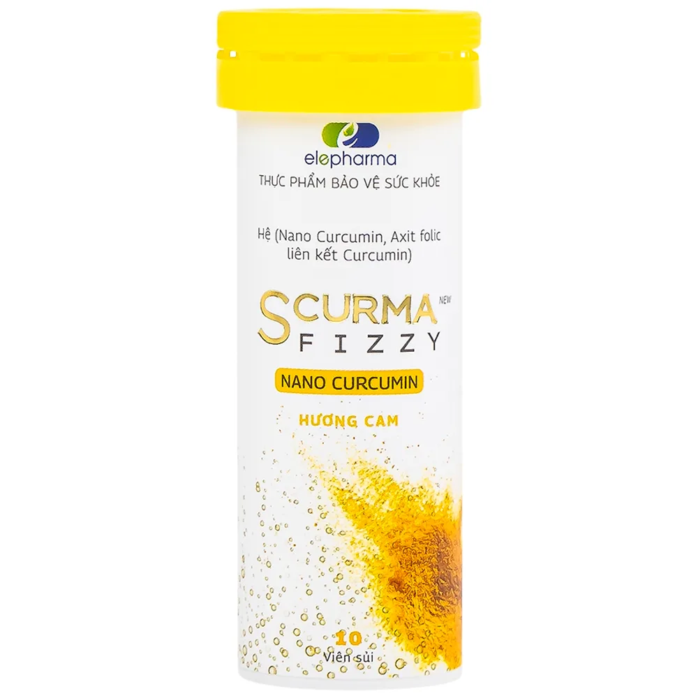 Hình ảnh Viên sủi Scurma Fizzy Nano Curcumin hỗ trợ giảm các triệu chứng trào ngược dạ dày thực quản (2 tuýt x 10 viên)