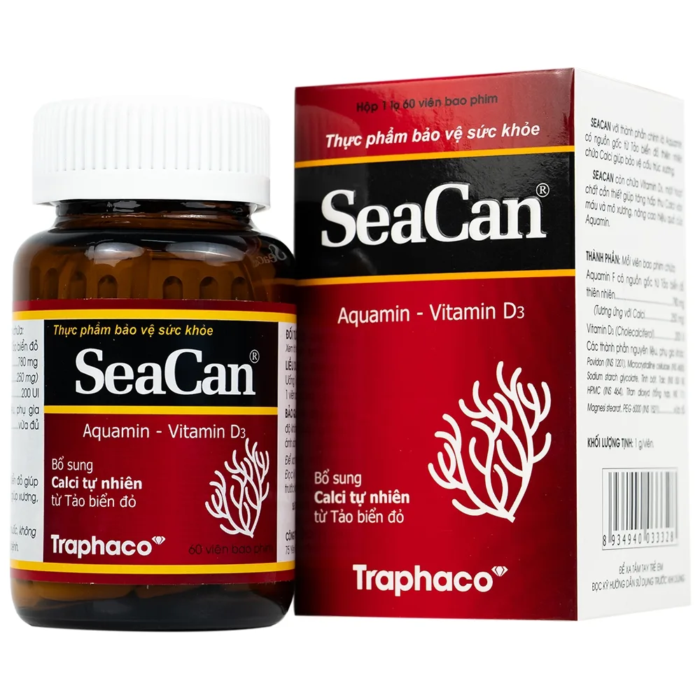 Hình ảnh Viên nén Seacan Traphaco bổ sung Canxi và Vitamin D3 (60 viên)