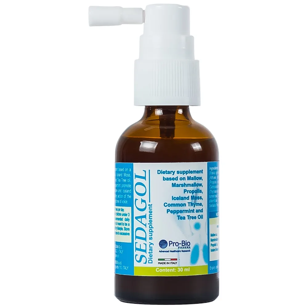 Hình ảnh Dung dịch xịt họng Sedagol Pro-Bio hỗ trợ bảo vệ vùng họng, giảm ho, viêm họng, dịu họng (30ml)