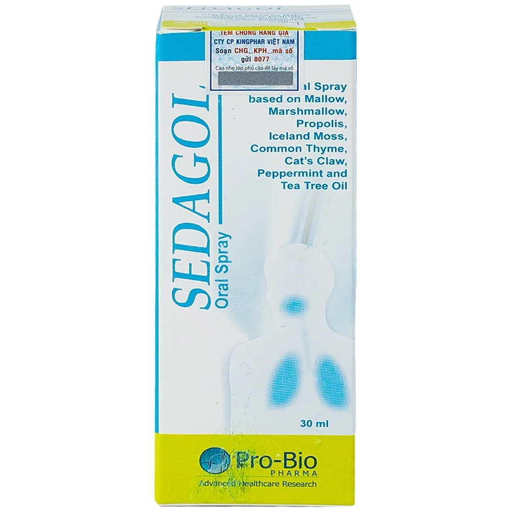 Hình ảnh Dung dịch xịt họng Sedagol Pro-Bio hỗ trợ bảo vệ vùng họng, giảm ho, viêm họng, dịu họng (30ml)