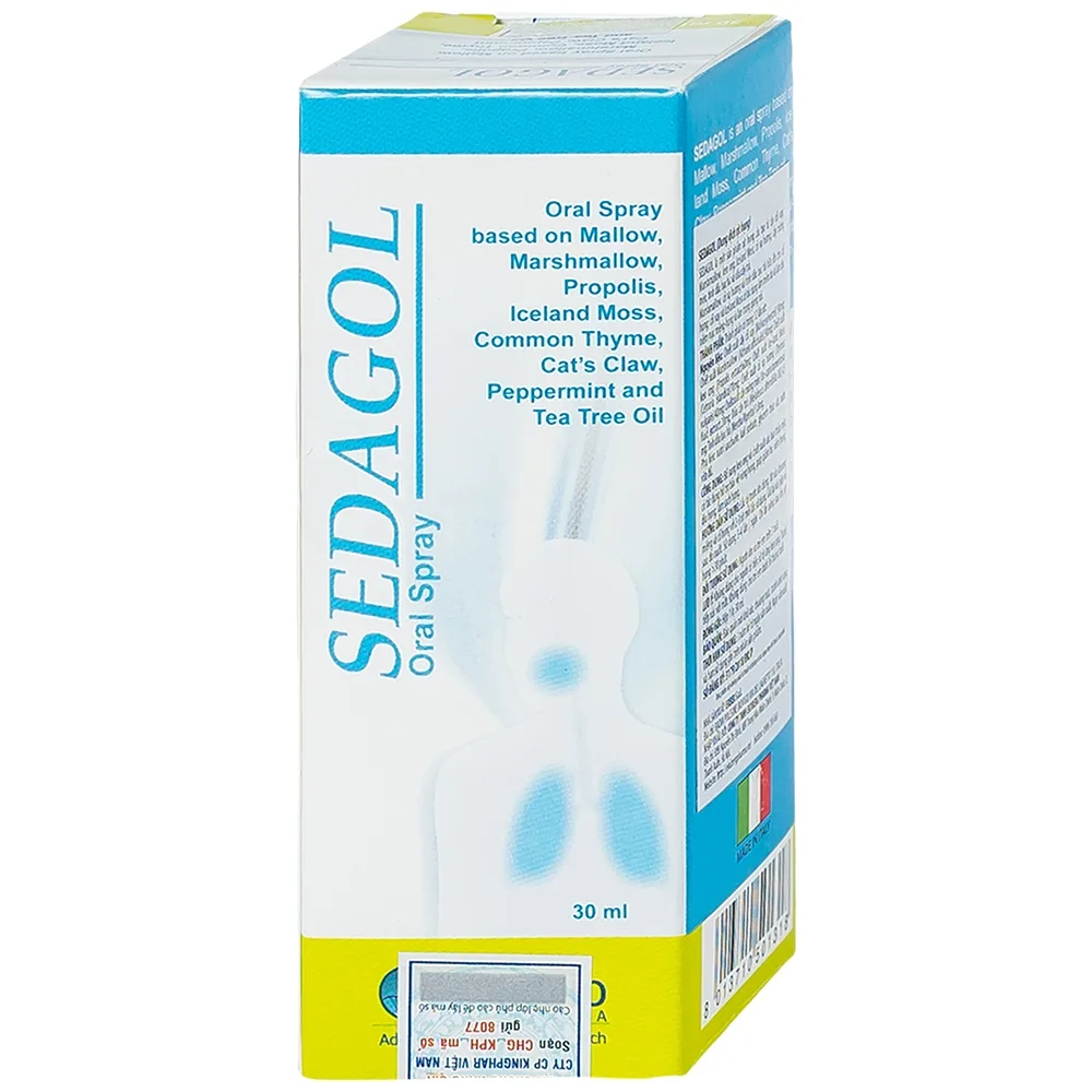 Hình ảnh Dung dịch xịt họng Sedagol Pro-Bio hỗ trợ bảo vệ vùng họng, giảm ho, viêm họng, dịu họng (30ml)