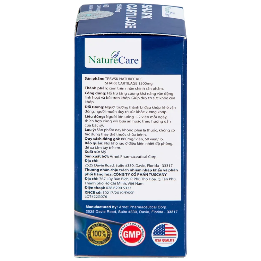 Hình ảnh Viên uống Shark Cartilage NatureCare hỗ trợ tăng cường khả năng vận động linh hoạt và bôi trơn khớp (Hộp 60 viên)