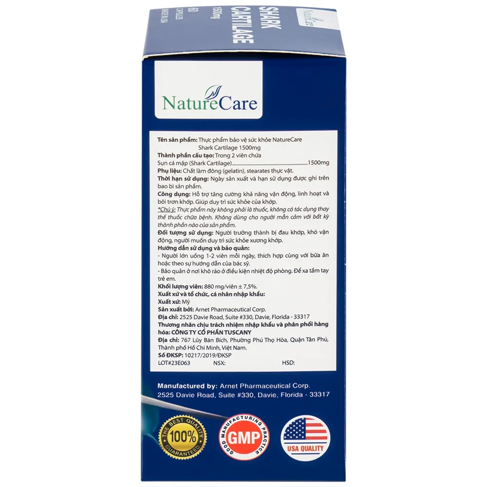 Hình ảnh Viên uống Shark Cartilage NatureCare hỗ trợ tăng cường khả năng vận động linh hoạt và bôi trơn khớp (Hộp 60 viên)