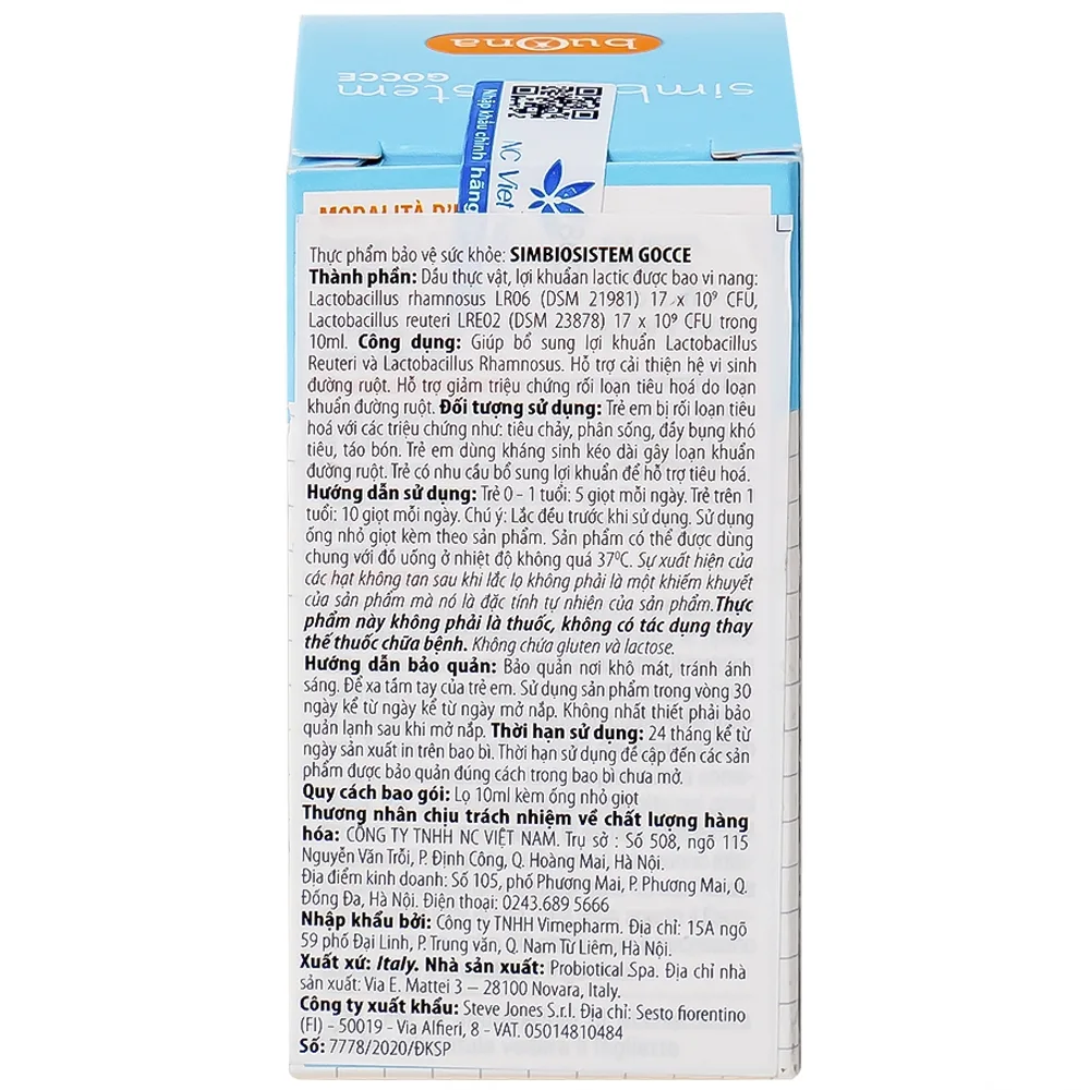 Hình ảnh Dung dịch Simbiosistem Gocce 10ml Buona bổ sung lợi khuẩn đường ruột