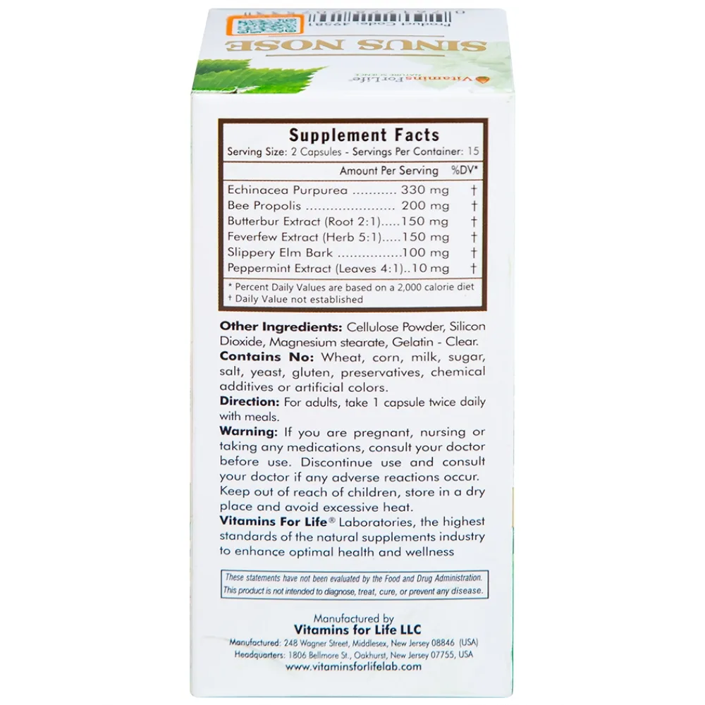 Hình ảnh Viên uống Sinus Nose Vitamins For Life hỗ trợ tăng cường sức khỏe đường hô hấp (30 viên)