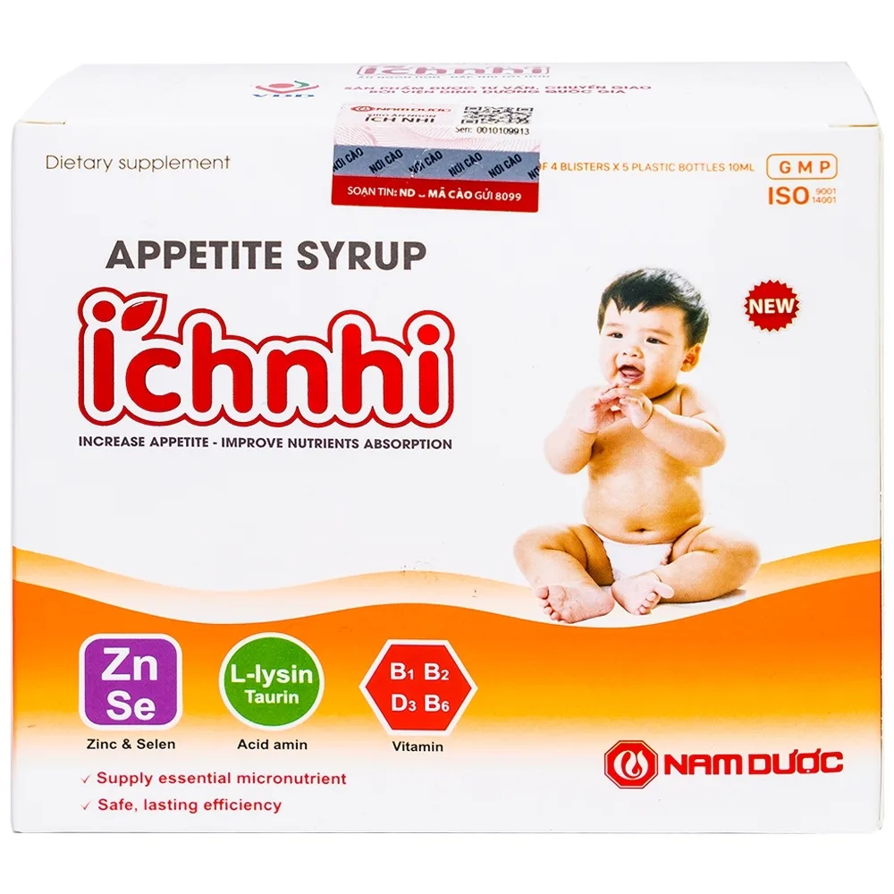 Hình ảnh Siro ăn ngon Íchnhi Nam Dược bổ sung vi chất dinh dưỡng, cải thiện chứng biếng ăn cho trẻ (4 vỉ x 5 ống)