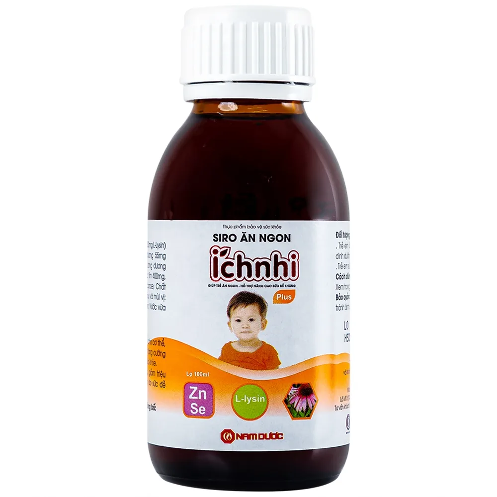 Hình ảnh Siro Ích Nhi Plus Nam Dược bổ sung kẽm, seien và lysin giúp trẻ ăn ngon (100ml)