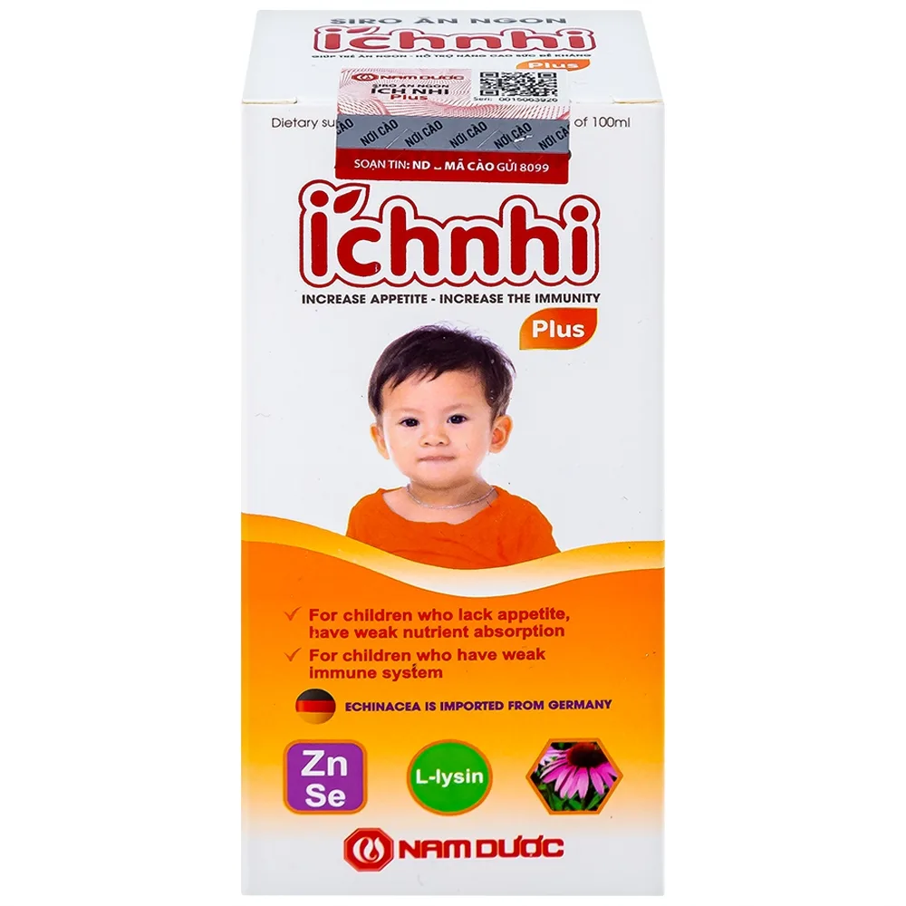 Hình ảnh Siro Ích Nhi Plus Nam Dược bổ sung kẽm, seien và lysin giúp trẻ ăn ngon (100ml)