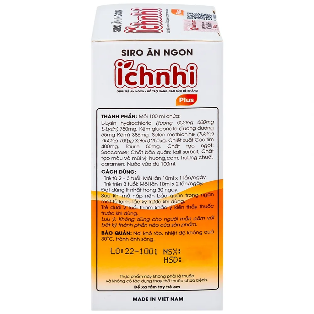Hình ảnh Siro Ích Nhi Plus Nam Dược bổ sung kẽm, seien và lysin giúp trẻ ăn ngon (100ml)