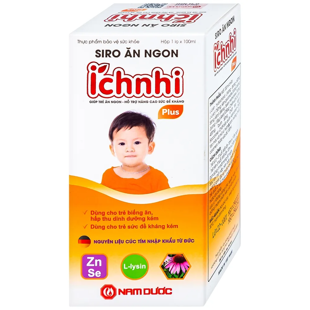 Hình ảnh Siro Ích Nhi Plus Nam Dược bổ sung kẽm, seien và lysin giúp trẻ ăn ngon (100ml)