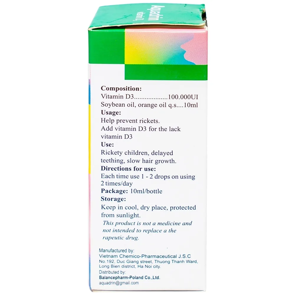 Hình ảnh Dung dịch Aquadrin Balancepharm bổ sung Vitamin D3, ngăn ngừa còi xương, chậm lớn (10ml)