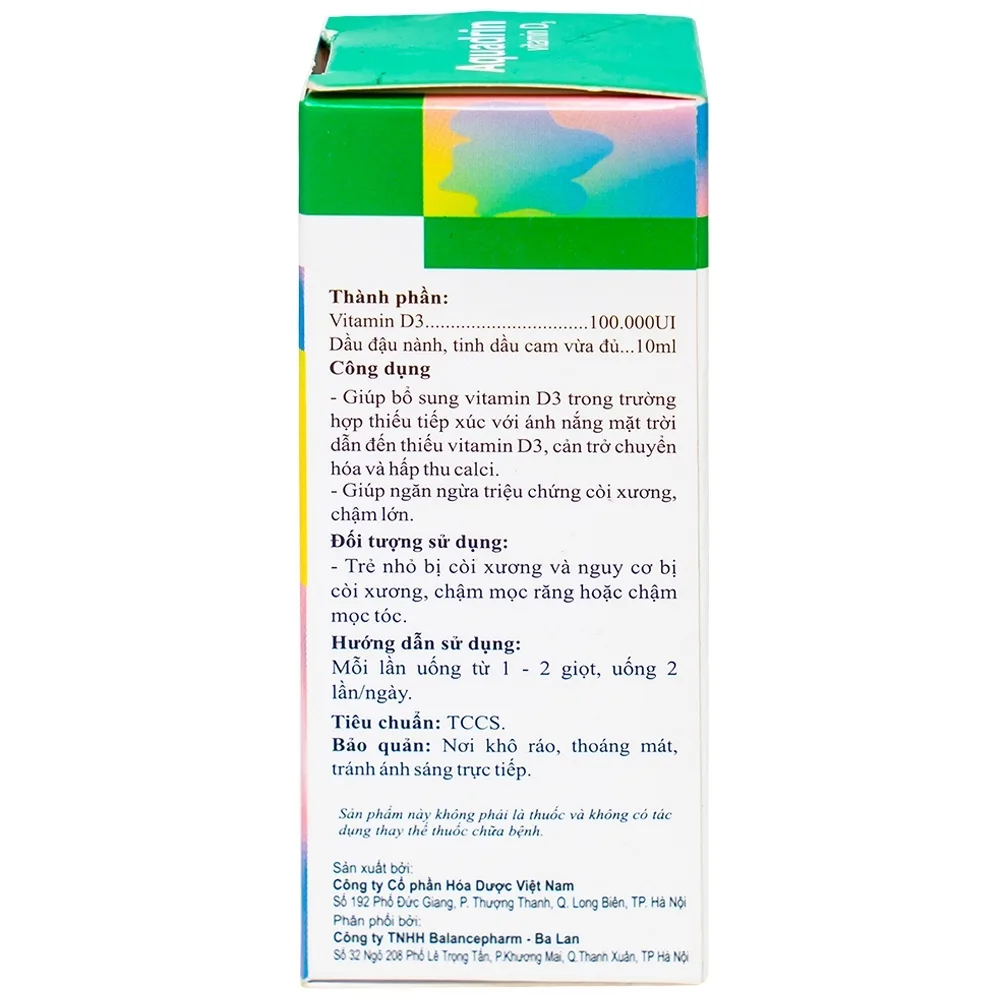 Hình ảnh Dung dịch Aquadrin Balancepharm bổ sung Vitamin D3, ngăn ngừa còi xương, chậm lớn (10ml)