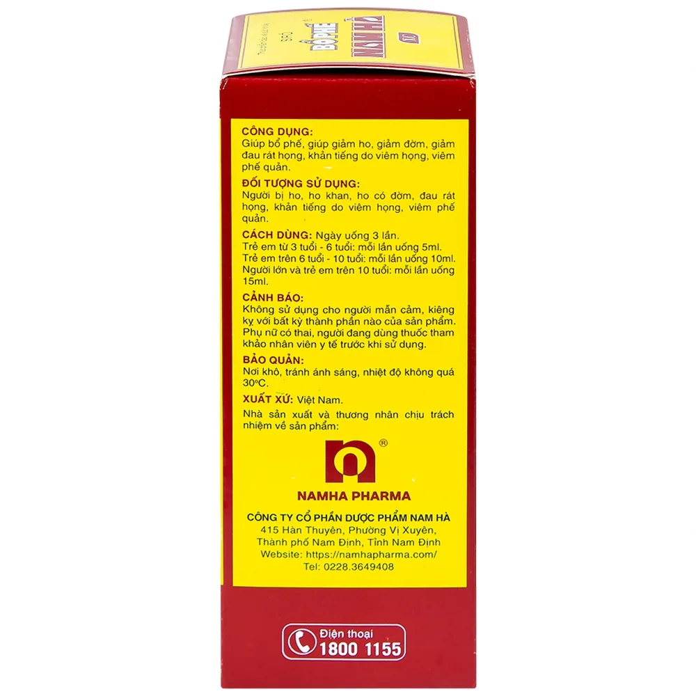 Hình ảnh Siro Bổ Phế Nam Hà XC giảm ho, giảm đờm, đau rát họng, khàn tiếng do viêm họng (125ml)
