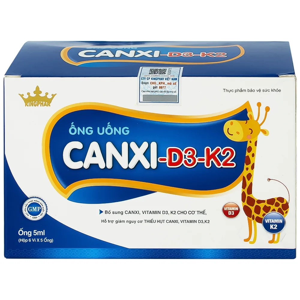 Hình ảnh Siro ống uống Canxi-D3-K2 5ml Kingphar bổ sung canxi & vitamin D3 cho cơ thể (6 vỉ x 5 ống)