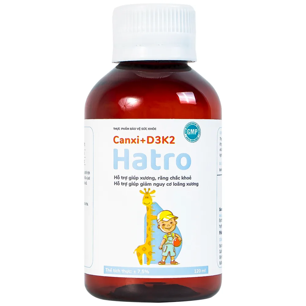 Hình ảnh Siro Canxi + D3K2 Hatro bổ sung canxi giúp xương, răng chắc khỏe (120ml)