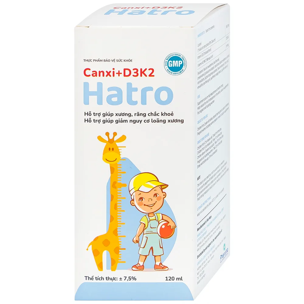 Hình ảnh Siro Canxi + D3K2 Hatro bổ sung canxi giúp xương, răng chắc khỏe (120ml)