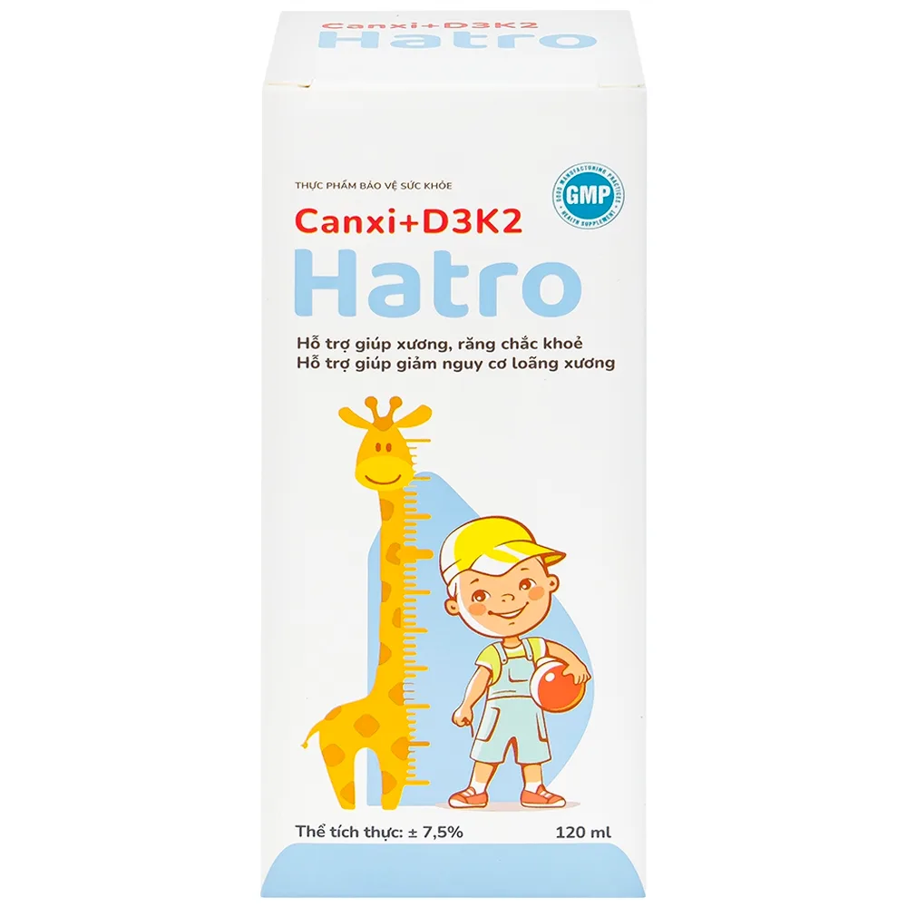 Hình ảnh Siro Canxi + D3K2 Hatro bổ sung canxi giúp xương, răng chắc khỏe (120ml)