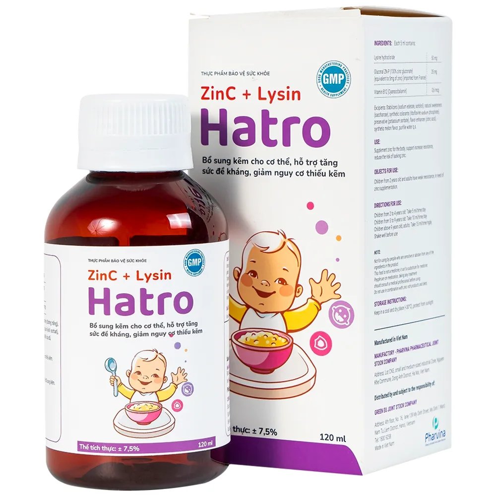 Hình ảnh Siro ZinC + Lysin Hatro bổ sung kẽm, hỗ trợ tăng sức đề kháng cho trẻ (120ml)