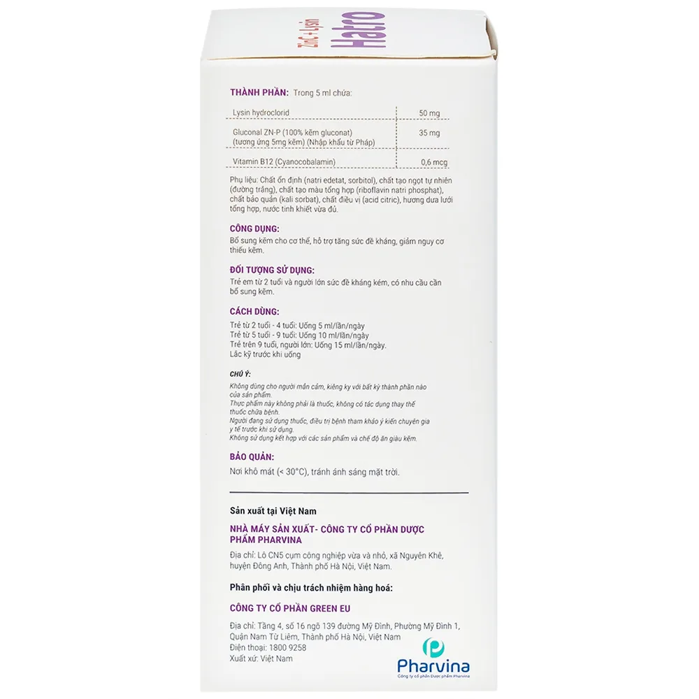 Hình ảnh Siro ZinC + Lysin Hatro bổ sung kẽm, hỗ trợ tăng sức đề kháng cho trẻ (120ml)