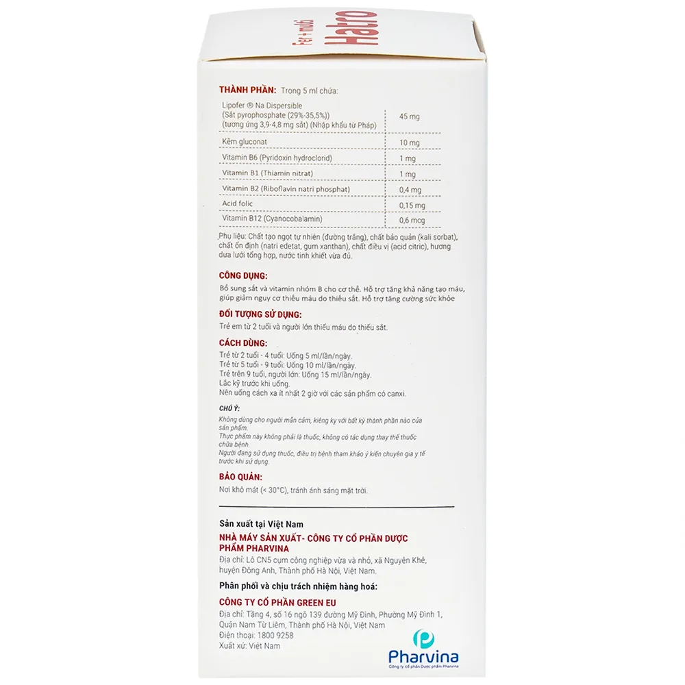 Hình ảnh Siro Fer + Multi Hatro bổ sung sắt và Vitamin nhóm B cho cơ thể (120ml)